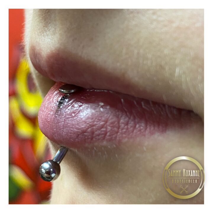 Vertical labret lip piercing